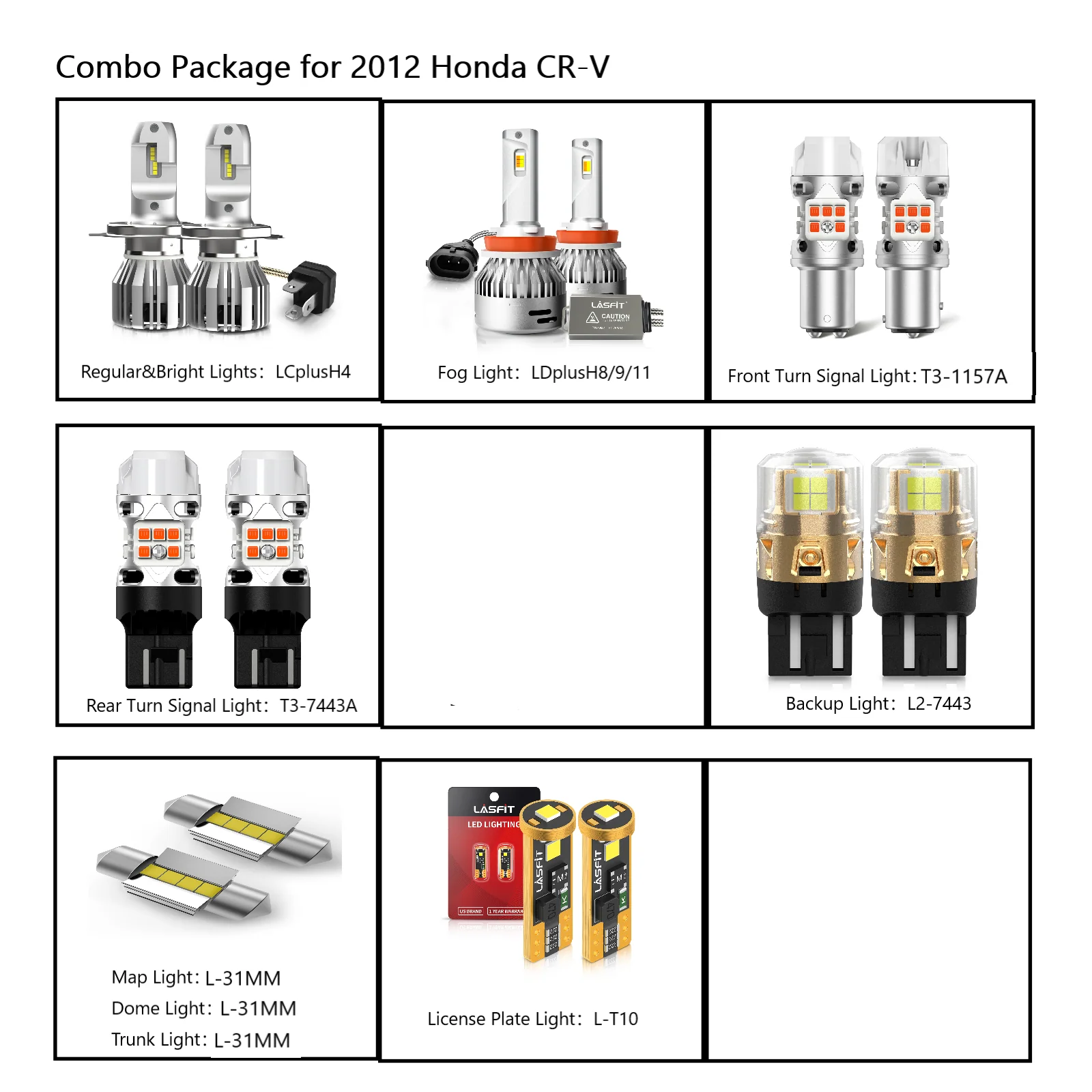 Fit for 2007-2014 Honda CR-V LED Bulbs H4 Exterior Interior Bulbs Plug n Play - Image 2