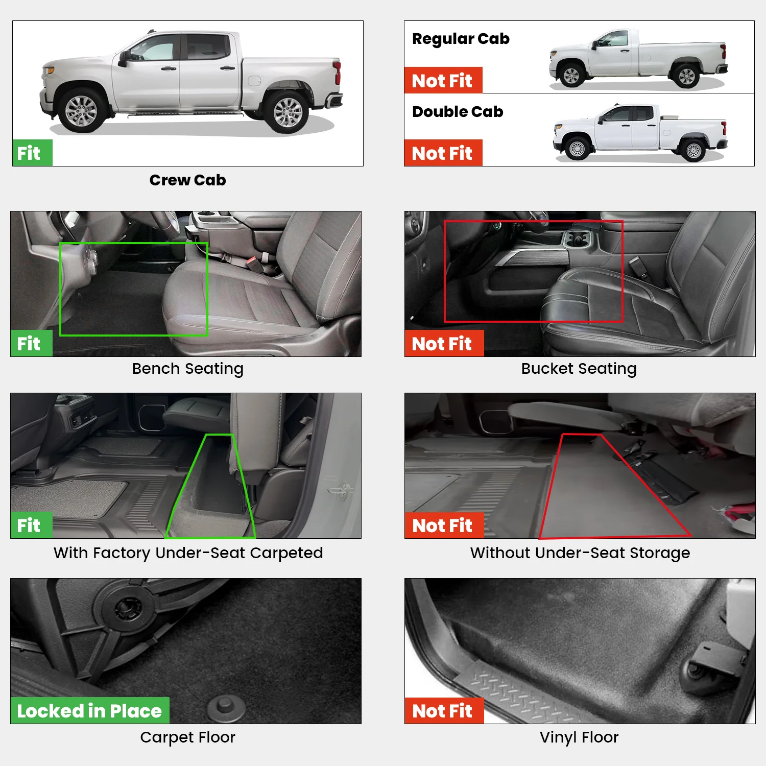 Fit for 2019-2026 Chevrolet Silverado 1500 Floor Mats, Fit Carpet Floor Only, Not Fit 2019 Silverado 1500 LD - Image 20