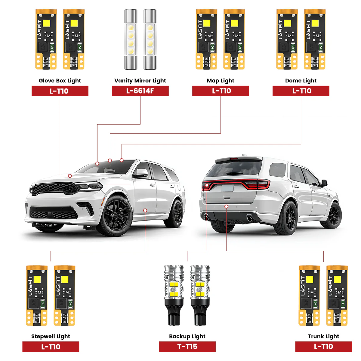 Fit for 2021-2026 Dodge Durango LED Bulbs Upgrade | Tested and Verified