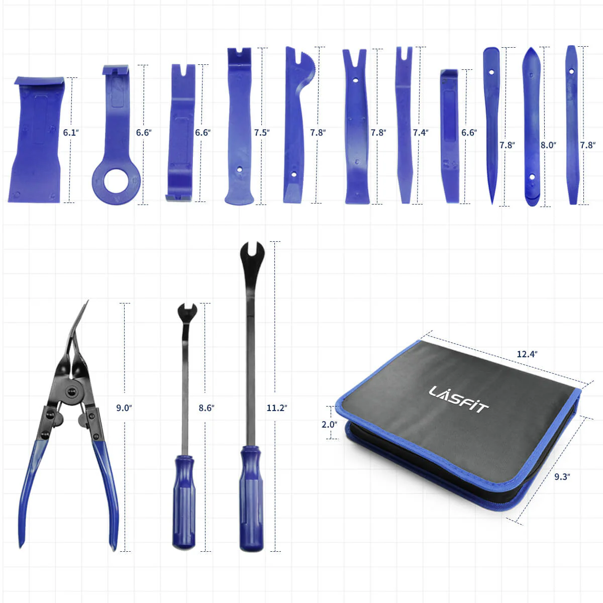 Auto Trim Removal Tool Kit For Door Panels Audio Dashboard Fastener 19pcs tools - Image 3