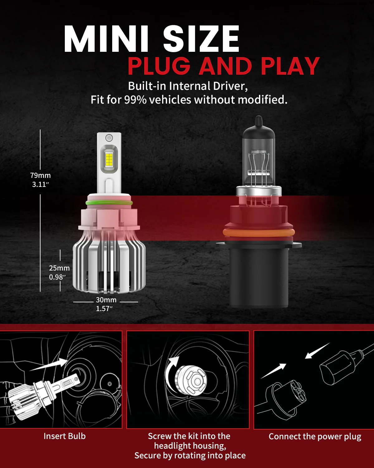 50W 5202 2504 PSX24W LC Plus Series | 5,000LM 6000K LED Fog Light Bulbs - Image 3