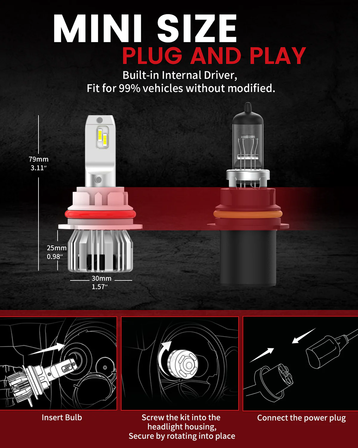50W 9004 HB1 LC Plus Series | 5,000LM 6000K LED Bulbs - Image 5