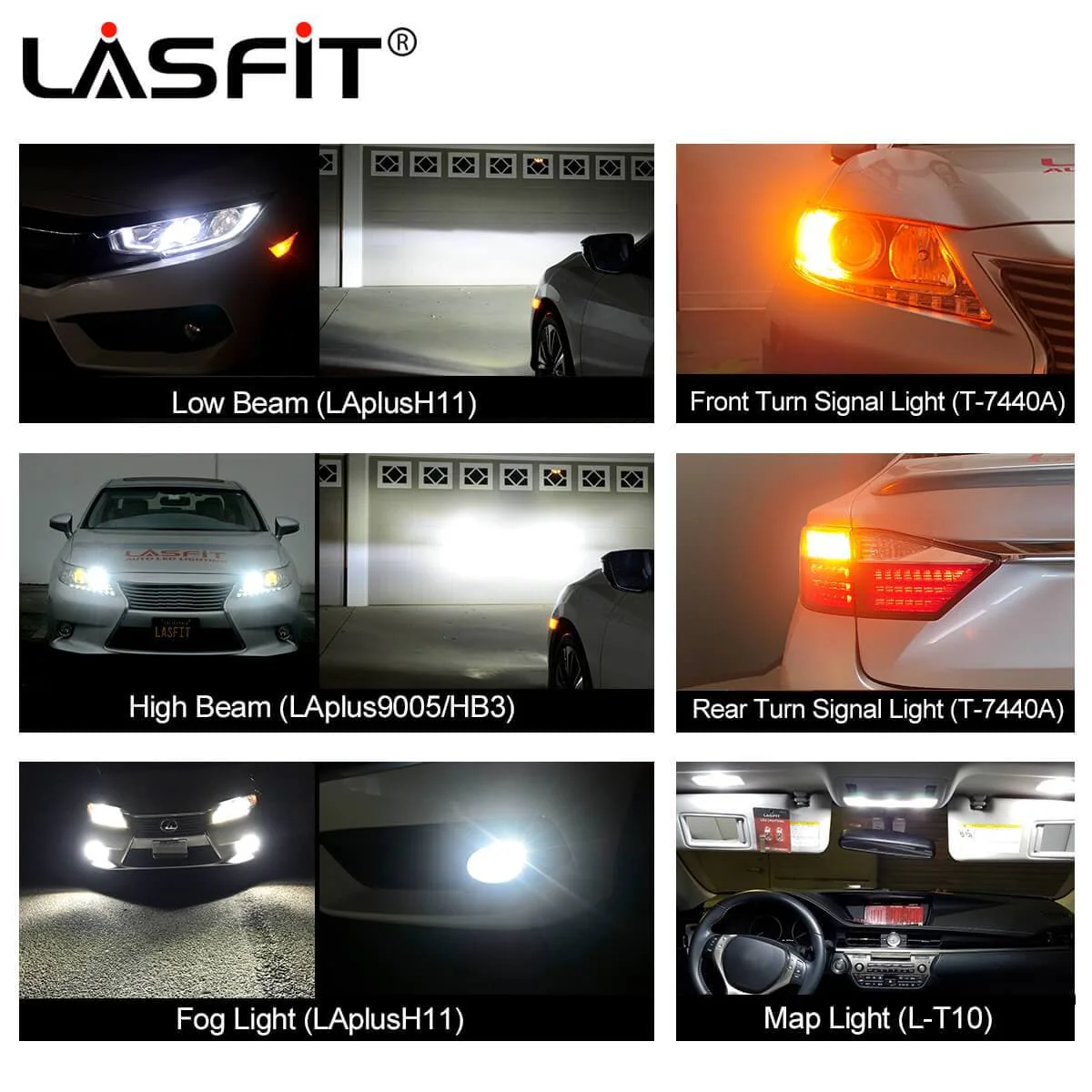 Fit for 2013-2015 Lexus ES350 LED H11 9005 Exterior Interior Light Bulbs - Image 2