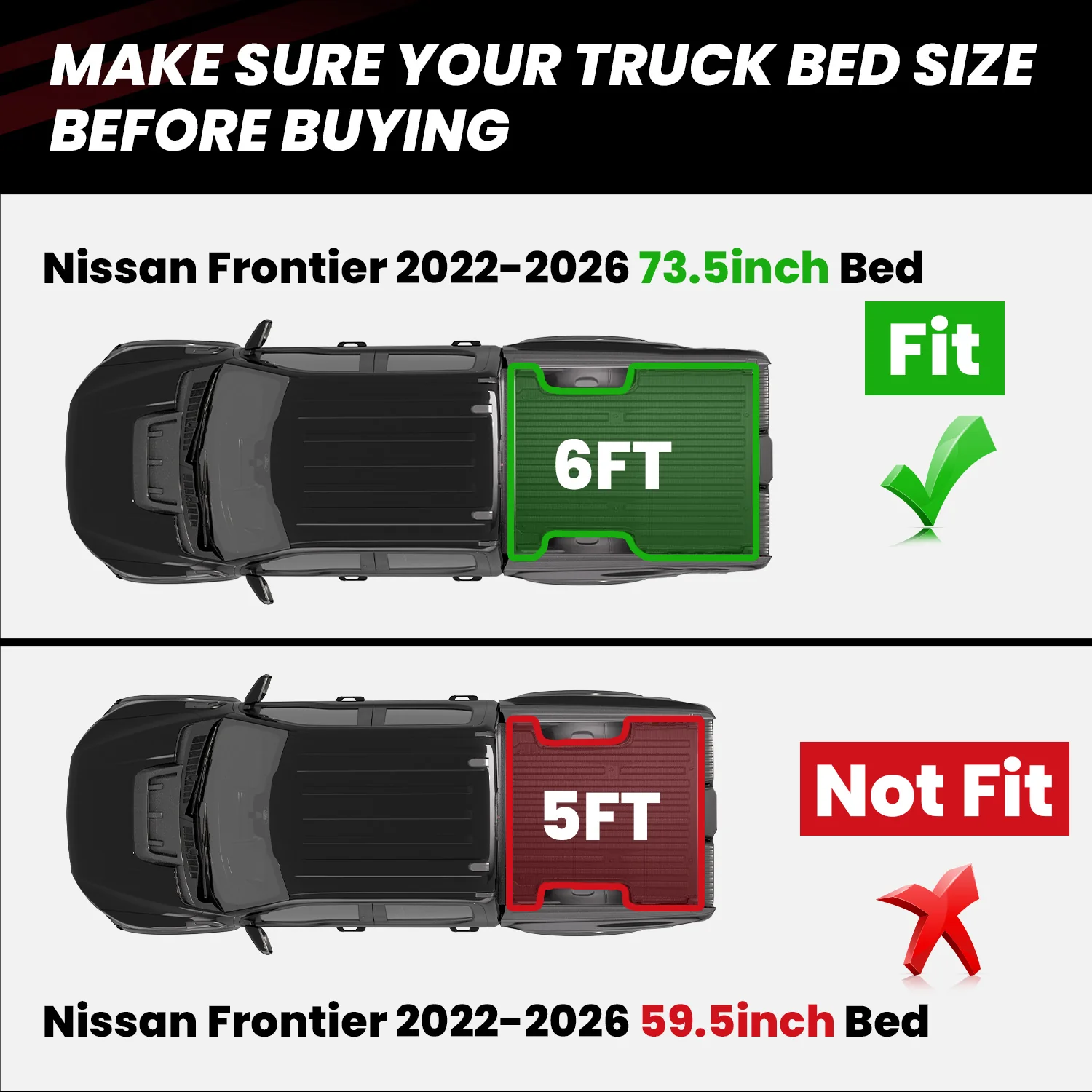 Fit for 2022-2026 Nissan Frontier Heavy Duty Custom Truck Bed Mat or Tailgate Mat, Not Fit Drop-in liners - Image 11